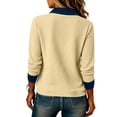 thumbnail image 5 of Tops for Women Cotton Waffle Knit Long Sleeve Top Button Patchwork Pullover Casual Loose Tunic, 5 of 5