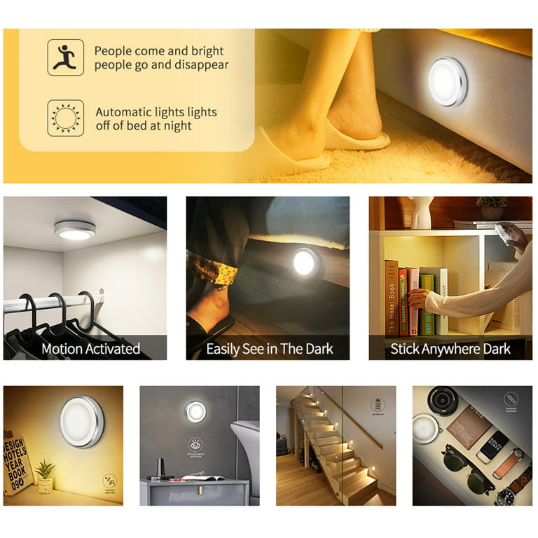 SVAROG 3Packs Motion Sensor Light Indoor,LED Closet Lights,Night Light  Battery Powered,Battery Operated Under
