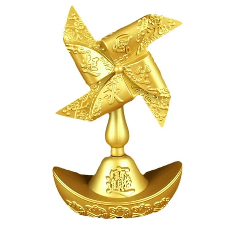 Fortune Windmill Golden Ingot Statue Feng Shui Decor for Home, Chinese Yuan Bao Statue Office Decor