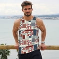 thumbnail image 6 of Balery Patchwork In Country Style Pattern Men's Workout Tank Top Gym Muscle Tee Fitness Bodybuilding Sleeveless T Shirt Quick Dry Fit Muscle Tank Top Slim-Fit Tank-Large, 6 of 7