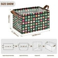 thumbnail image 7 of Yayeee Foldable Storage Basket for Shelves with Handles Set of 2 Waterproof Cloth Bins, Green Block Pattern, 7 of 7