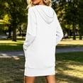 thumbnail image 6 of Guieoi Sweatshirt Dress for Women Plus Size V-Neck Hooded Hoodie Dress Long-Sleeve Side Pockets Relaxed Fit Casual Sports Dress White XXL, 6 of 7