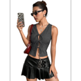 thumbnail image 2 of Chaleco con Lazo Frontal para Mujer, Top Corto Abierto, Chaleco de Verano Sin Mangas, Atuendos Y2K, Camisa Gris Oscuro L, 2 of 8
