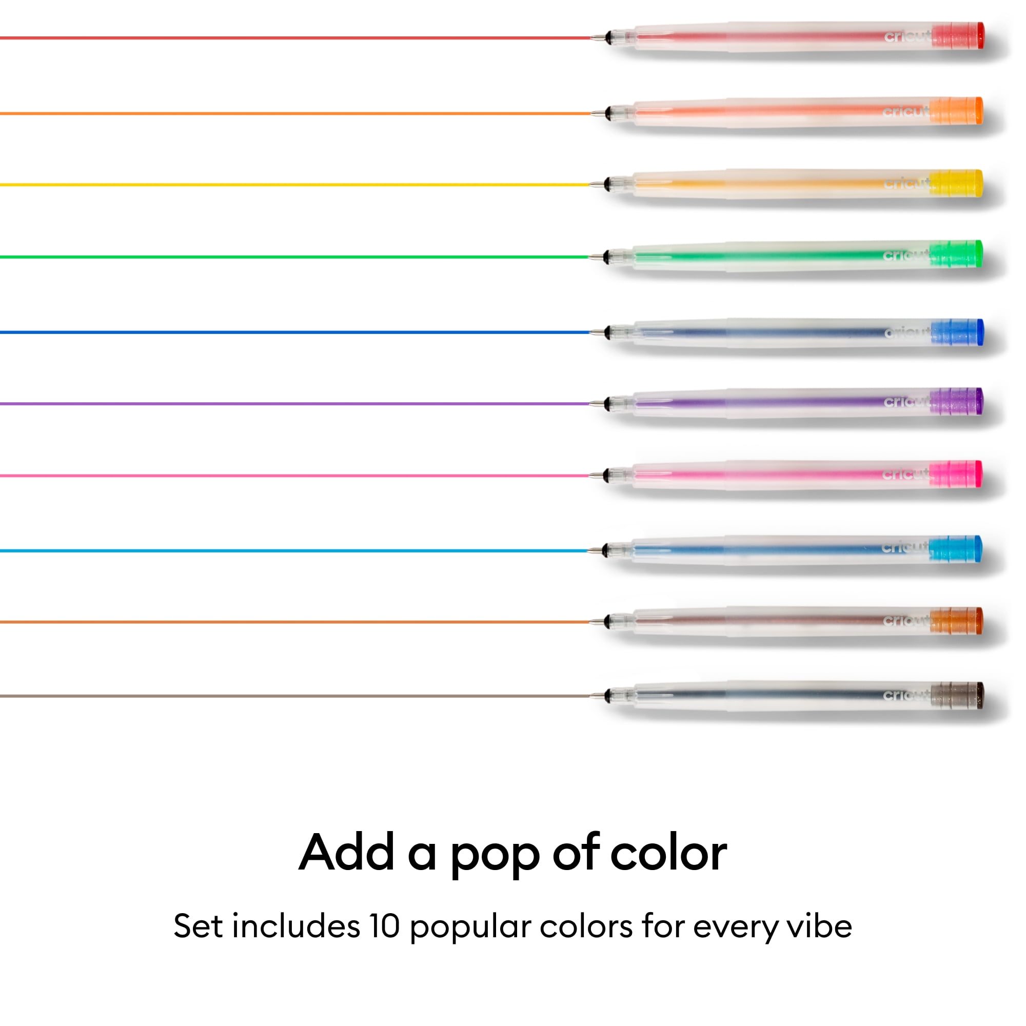 Cricut® Glitter Gel Pen 0.8 mm, Rainbow Sampler (10), .8 mm,Sampler
