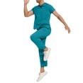 thumbnail image 5 of SwiftWear Light Blue Scrub Set for Men, Cross V-Neck Scrub Top & Drawstring Cargo Scrub Pants, Stretchy Comfy Work Uniform M, 5 of 9