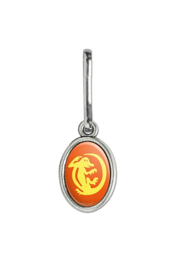 Hidden Temple Orange Iguanas Antiqued Oval Charm Clothes Purse Suitcase Backpack Zipper Pull Aid