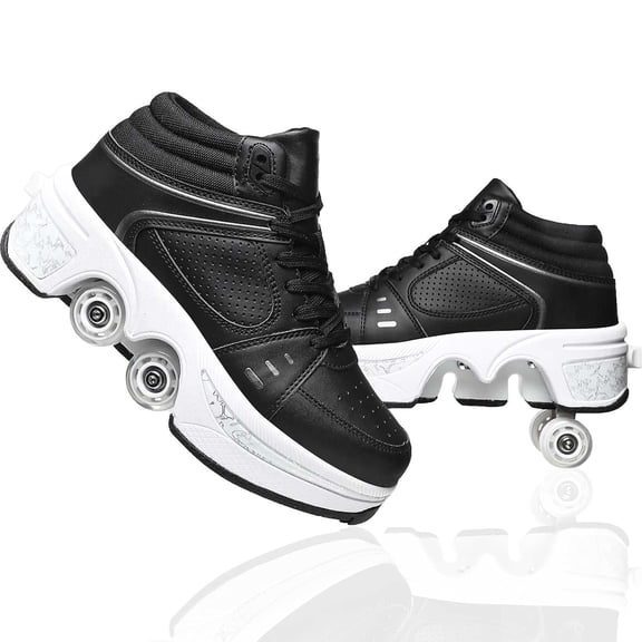 Roller Skate Shoes for Men, Double-Row Deform Wheel Automatic Walking Shoes, Retractable Roller Skate, Shoes with Wheels, Skating Shoes for Outdoor Fun & Fitness