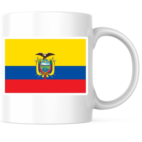 Ecuador World Flag Coffee Mug - Pride - 11 Ounce Coffee Mug - Printed On Both Sides - Choose from Over 100 Countries - Microwave & Dishwasher Safe - White Handle & Interior - BMCM00862