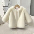 thumbnail image 5 of IVEYRTF Childrens Casual Padded Coat Integrated Overcoat Warm Faux Fashion Jacket for Girls Kids Winter Fluffy Fur Lined Coat Cozy Fleece Outerwear for Toddler Girls(Beige,1-2 Years), 5 of 5
