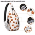 thumbnail image 2 of Sling Backpack,White Halloween Pumpkins Sling Bag with Water Bottle Holder,Waterproof Sling Bag for Men/Women with Headphone Jack for Hiking,Travel, 2 of 6