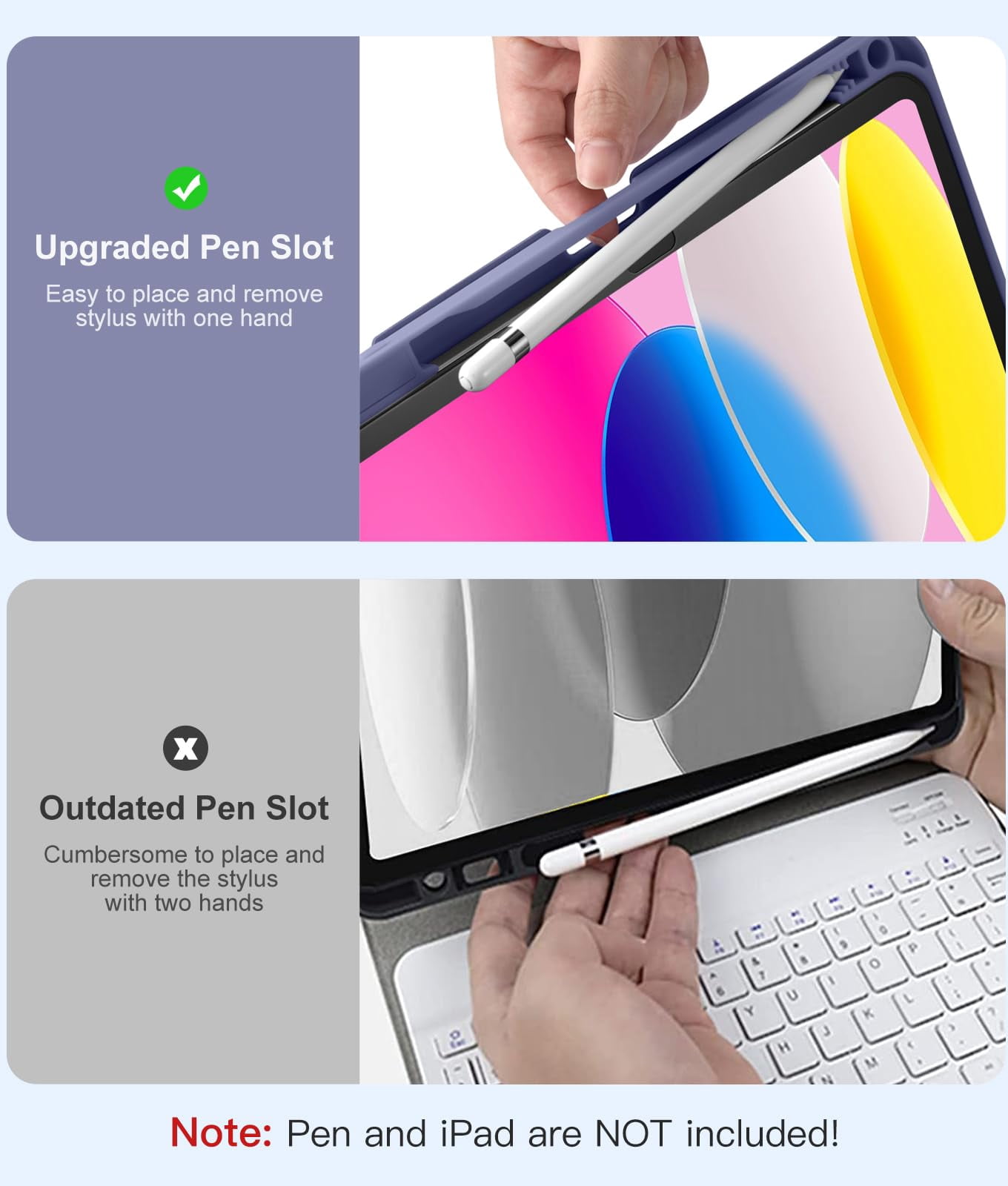GEAK for iPad A16 11th 10th Generation Case with Keyboard, 7 Colors Backlit Detachable Wireless Keyboard Case with Pencil Holder for iPad 11th Gen 11 Inch 2025 & 10th Gen 10.9 Inch 2022