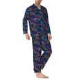 thumbnail image 2 of Sikiie Cute Line Fish Mens Pajama Set, Soft Warm Long Sleeve Sleepwear, Cozy Button-Down Pjs for Men-X-Large, 2 of 7