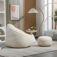 thumbnail image 3 of CKEASEAN 37W Bean Bag Sofa Chair with Ottoman, High Pressure Foam Stuffed Modern Compression Sofa, Comfy Shell-Shaped Lazy couch for Living Room or Bedroom, No Assembly Required, 3 of 10