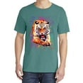 thumbnail image 2 of Wild Bobby, Tiger Growling Colorful Trippy, Animal Lover, Garment-Dyed Washed Look Short Sleeve T-Shirt, Emerald, X-Large, 2 of 3
