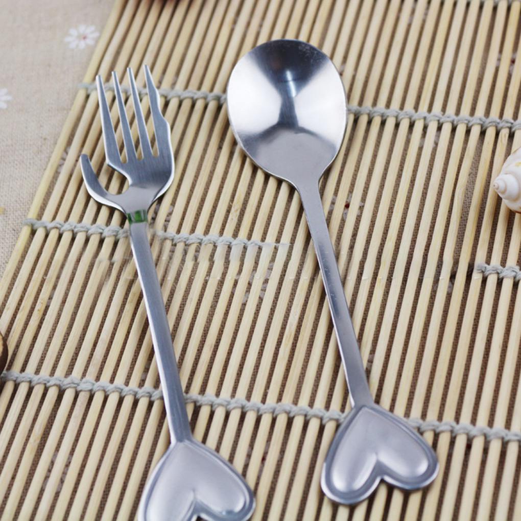 Casecover Stainless Steel Spoon Portable Metal Coffee Teaspoon Love Heart Shaped Wedding Party Gift Dinnerware for Kitchen 1pc 