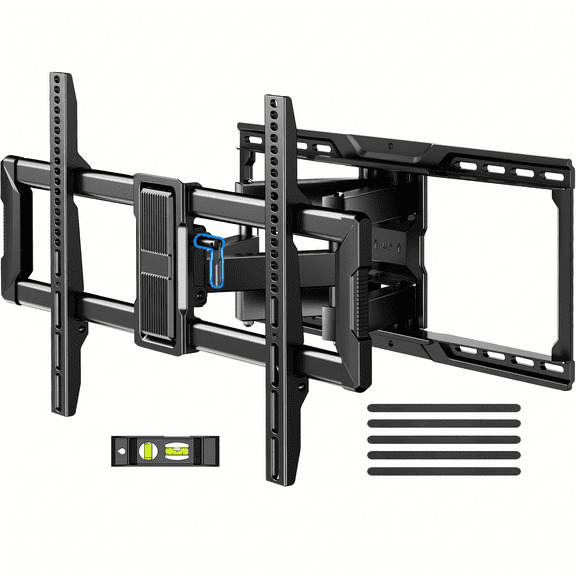 MountFTV Full Motion TV Wall Mount for 42-97 Inch TVs, Swivel Articulating TV Bracket, Supports up to 160 lbs, Fits VESA 200x100 to 600x400mm, for 12-24 Inch Wood Studs, Brick and Concrete Walls