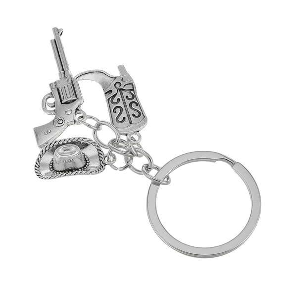 LEORX Western Cowboy Cowgirl Hat Keychain Silver Metal Horseshoe Pendant for Everyday Use 1Pack