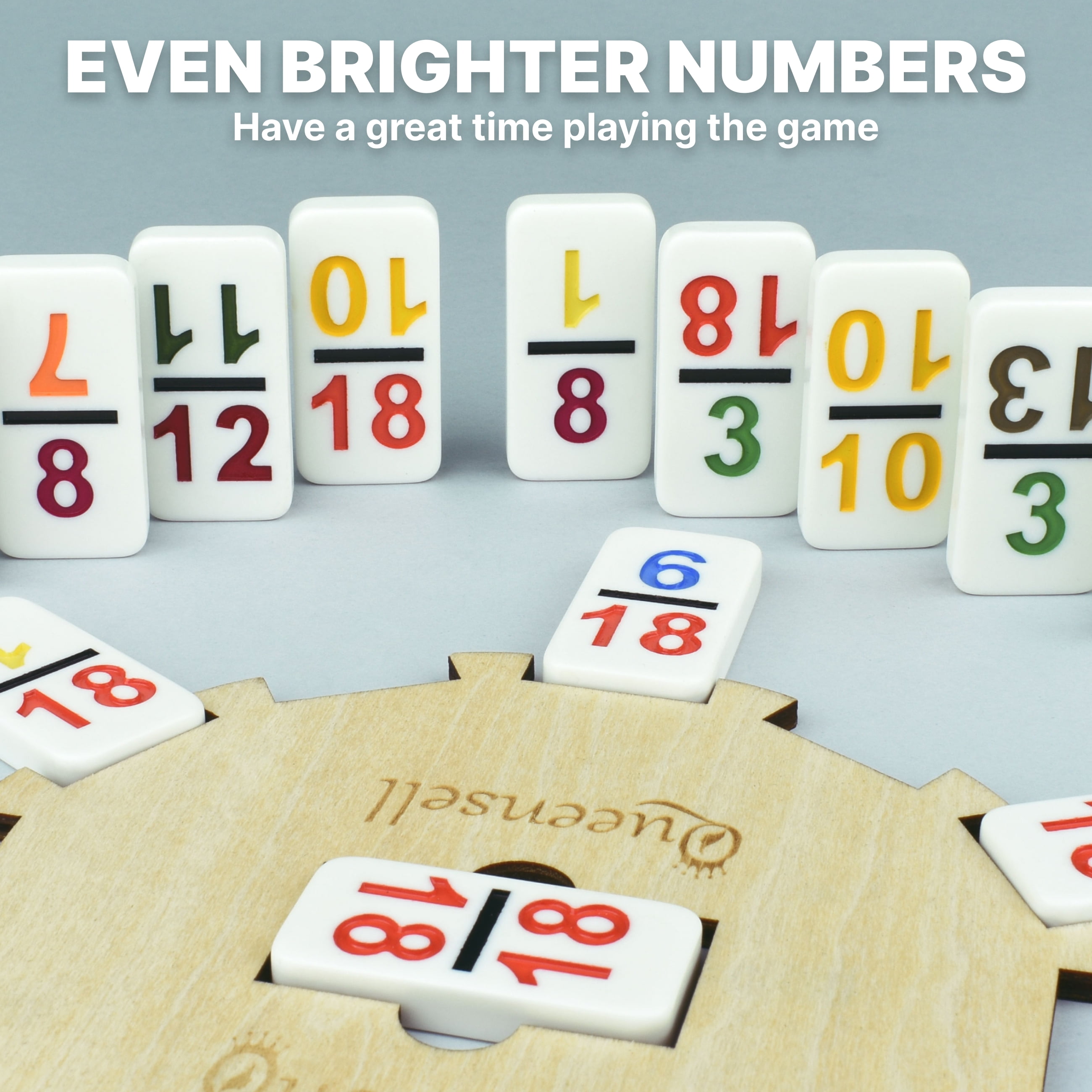 Mexican Train Dominoes Set with Numbers - Double 18 Dominos Set for Adults and Kids - Mexican Dominoes Train Game Night Games for Adults with Wooden Hub and Aluminum Case