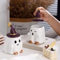 thumbnail image 4 of Nmdmisc Halloween Mugs,Mark Cup,450ml Ceramic Ghost Mug with Witch Hat Lid, Cute Coffee Mug for Home Office Halloween Novelty Decoration (Blink Ghost), 4 of 7