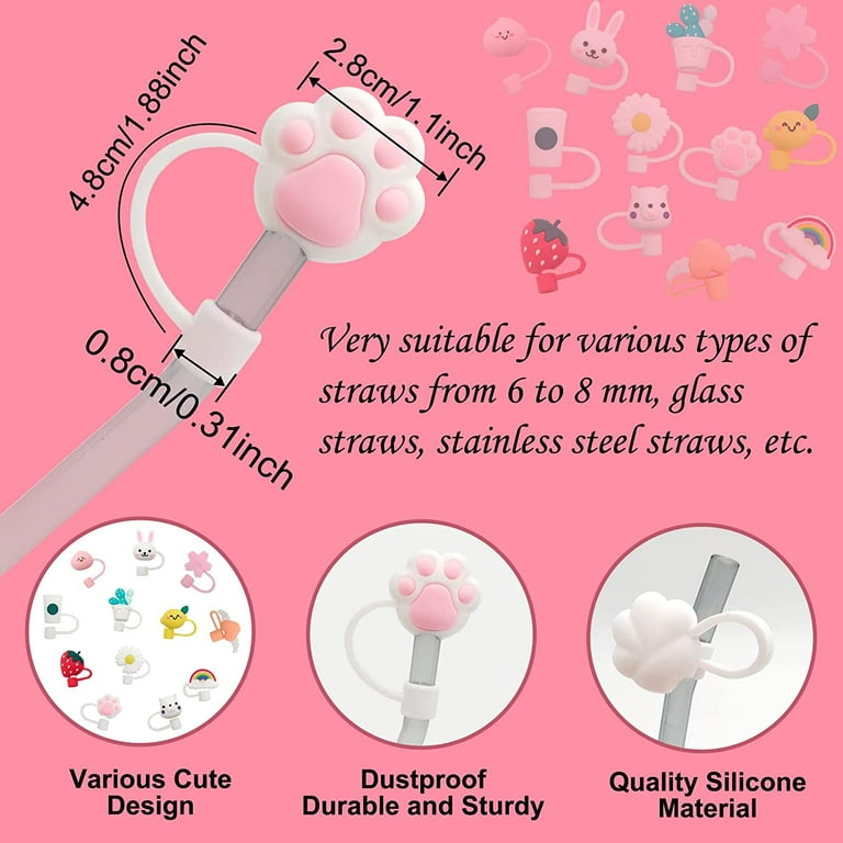 12 Pcs Cloud Straw Covers Silicone Straw Tips Cap Reusable Cute