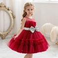 thumbnail image 4 of CIAKGIAF Girls Dress Pleated Bow Sleeveless Crew Neck Mesh Fluffy Princess Dresses Red for 1-2Years, 4 of 6