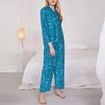 thumbnail image 3 of Fotbe Blue Glitter Conjunto de Pijama de Manga Larga para Mujer con Estampado, Ropa de Dormir de 2 Piezas, Conjunto de Casa Suave y Cómodo con Bolsillos-Medium, 3 of 7