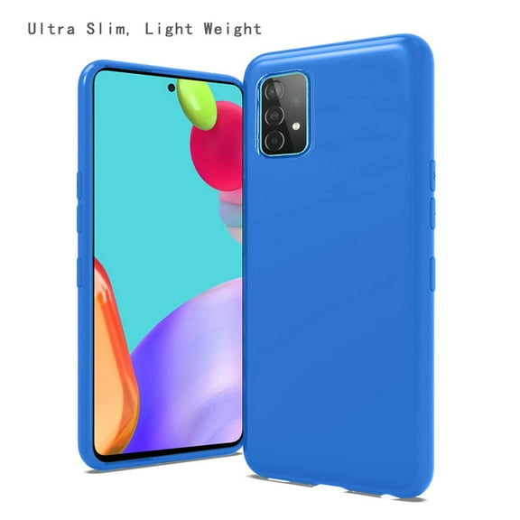 Case for Samsung Galaxy A52 5G Hybrid Soft Silicone Rubber Gummy TPU Gel Candy Skin Flexible Skinny Slim Protector Phone Cover for Galaxy A52 by Xpm - Blue