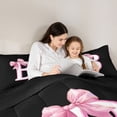 thumbnail image 4 of Erosebridal Bowknot Initial Alphabet B Queen Comforter Set,Dreamy Princess Bowtie Kids Bedding Comforter Set For Girls,Reversible Black 3pcs, 4 of 7