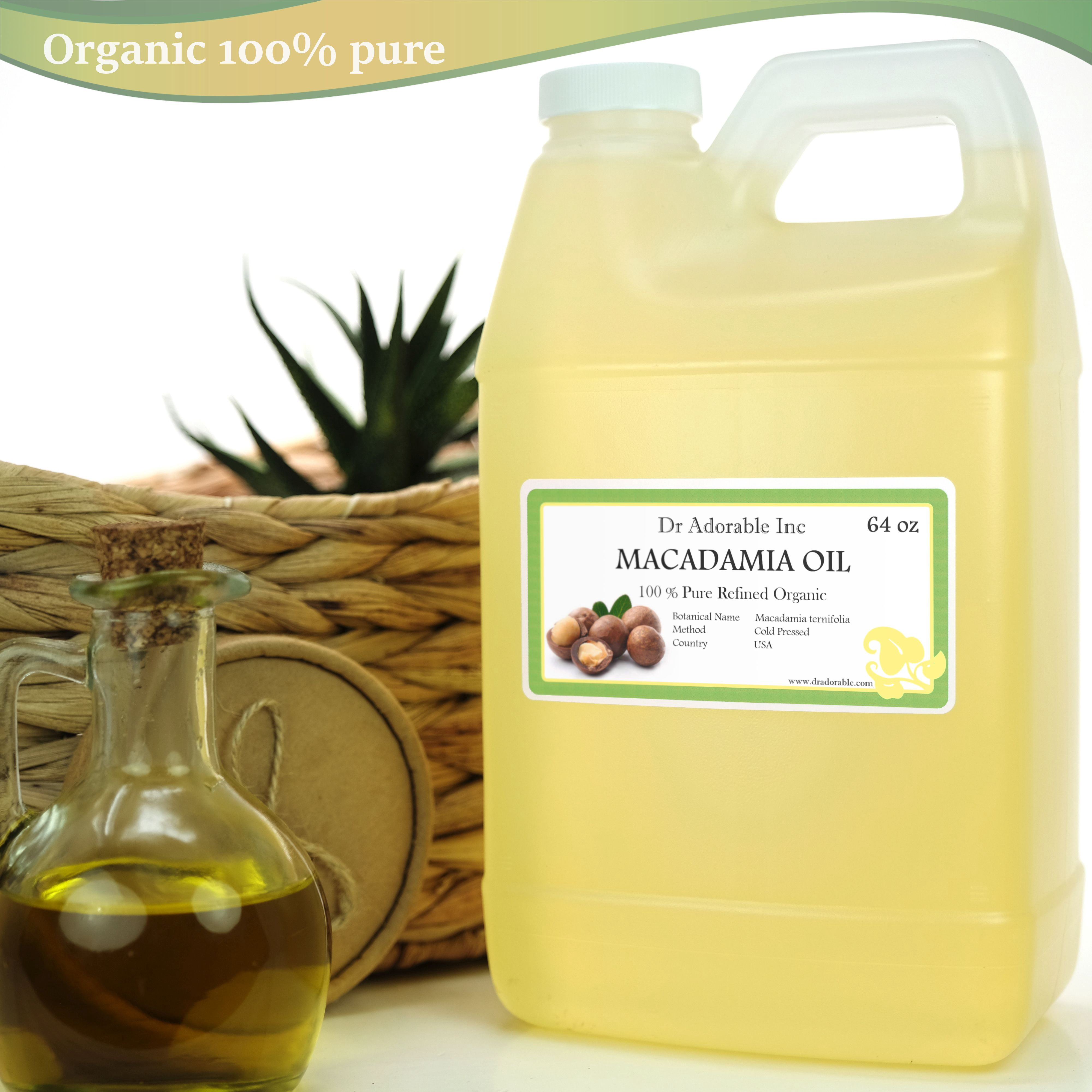 Dr. Adorable - 100% Pure Macadamia Oil - Organic Cold Pressed Moisturizing Oil For Face Skin Hair Anti Aging - 64 oz