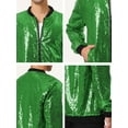 thumbnail image 6 of Unique Bargains Men's Long Sleeves Sequin Varsity Zipper Bomber Jacket 2XL Light Green, 6 of 6