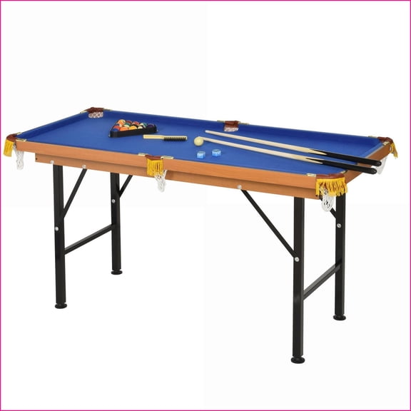 Mini Pool Table, 55” Portable Folding Billiards Set with Accessories for Family | Blue | MDF Steel