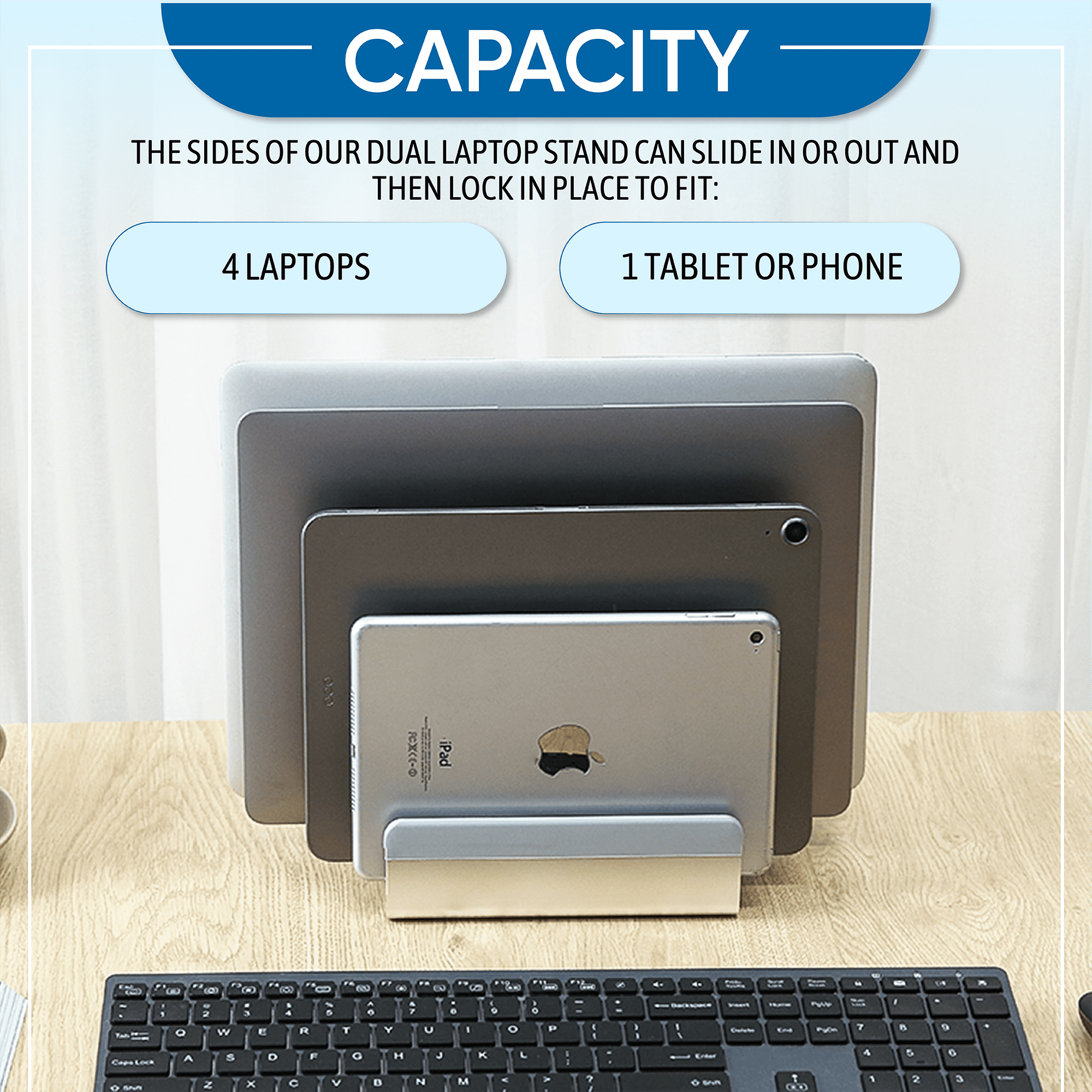 Elestoria Vertical Laptop Stand Office Desk Accessories Laptop Organizer, Silver