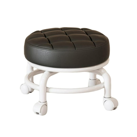 Taburete giratorio de 360 degree con asiento bajo y rodillo para tareas domésticas, taburete redondo para niños, taburete bajo con polea resistente y ligero Negro Macarena Asiento bajo con ruedas