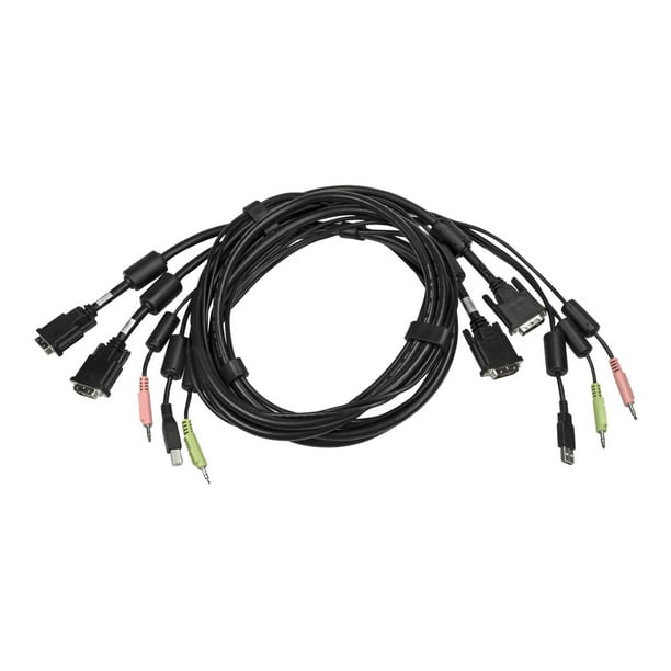 Avocent - Clavier / Vidéo / Souris / Câble audio - Type USB B, DVI-D, mini jack (M) à USB, DVI-D, mini jack (M) - 6 ft - pour Avocent SV340
