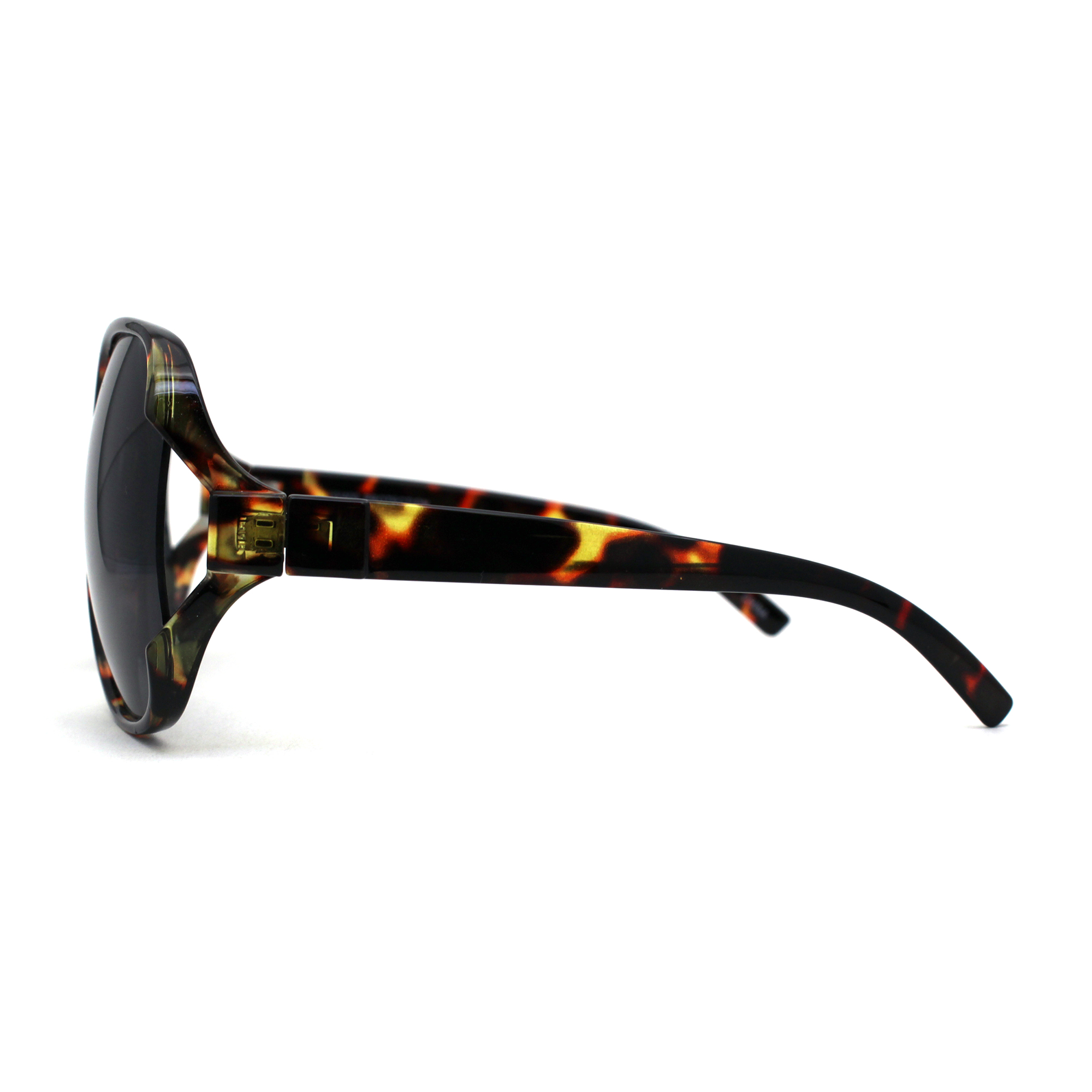 Womens Extra Oversized Round Designer Fashion Exposed Lens Butterfly Sunglasses Tortoise Smoke - image 3 of 4
