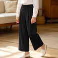 thumbnail image 4 of Kids Uniforms for Girls Wide Leg Dress Pants with Pockets Back To School Pull-On Outfits Size 9-10 Years, 4 of 5