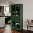 thumbnail image 4 of Palace Imports 100% Solid Wood Kitchen Pantry Storage Cabinet with Glass Doors, Adjustable Shelves and 2-Drawers, Green, 4 of 7