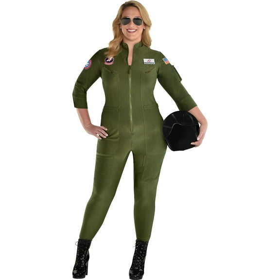 Party City Top Gun Maverick Women Halloween Flight Costume with Zipper Plus Size 18 20