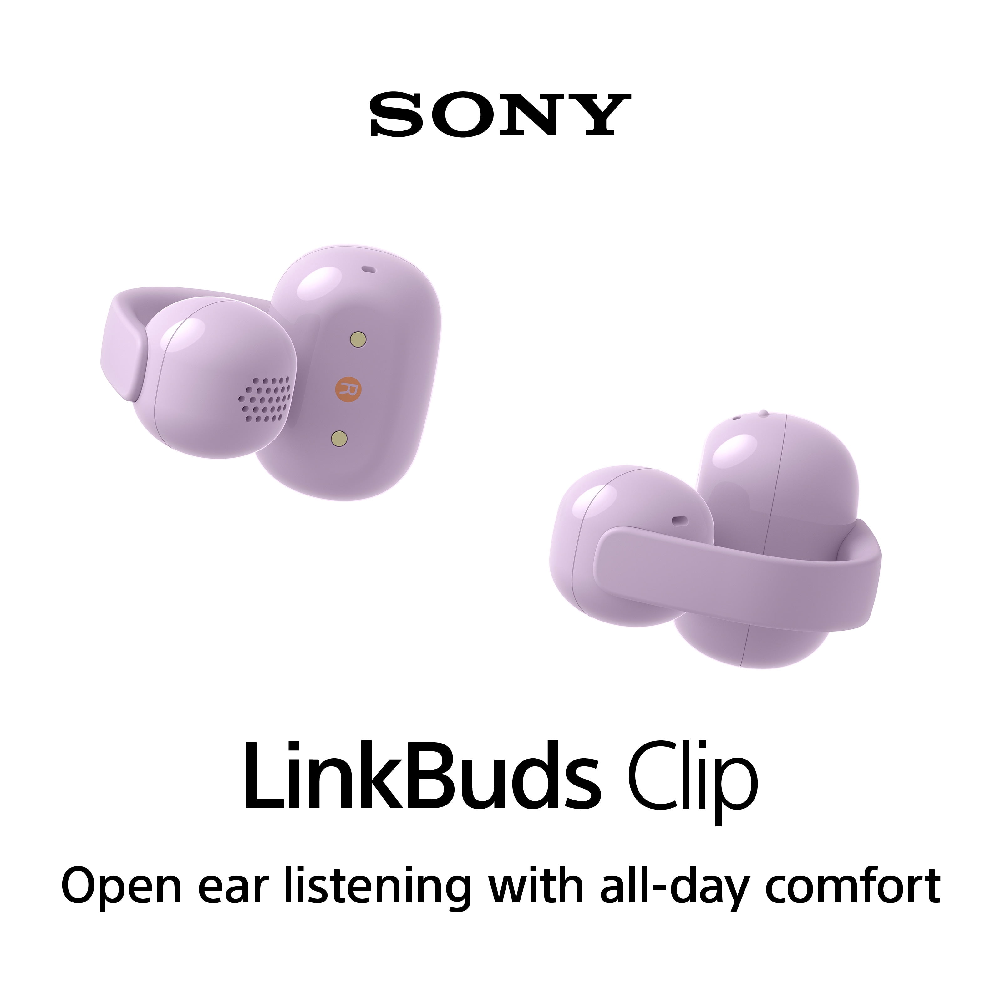 Sony LinkBuds Clip Open-Ear Truly Wireless Earbuds, Lightweight Clip-On Design, Lavender