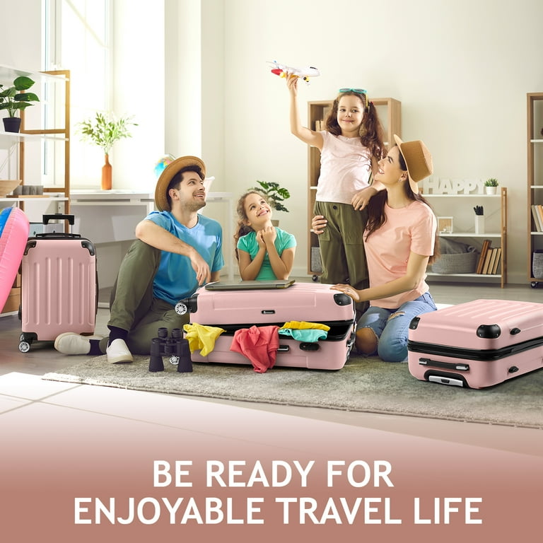 Zimtown Hardside Spinner Luggage Set, Lightweight, Rose Gold, 3