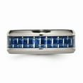 thumbnail image 3 of Titanium Polished Blue/White Carbon Fiber Inlay Ring Size: 8; for Adults and Teens; for Women and Men, 3 of 6