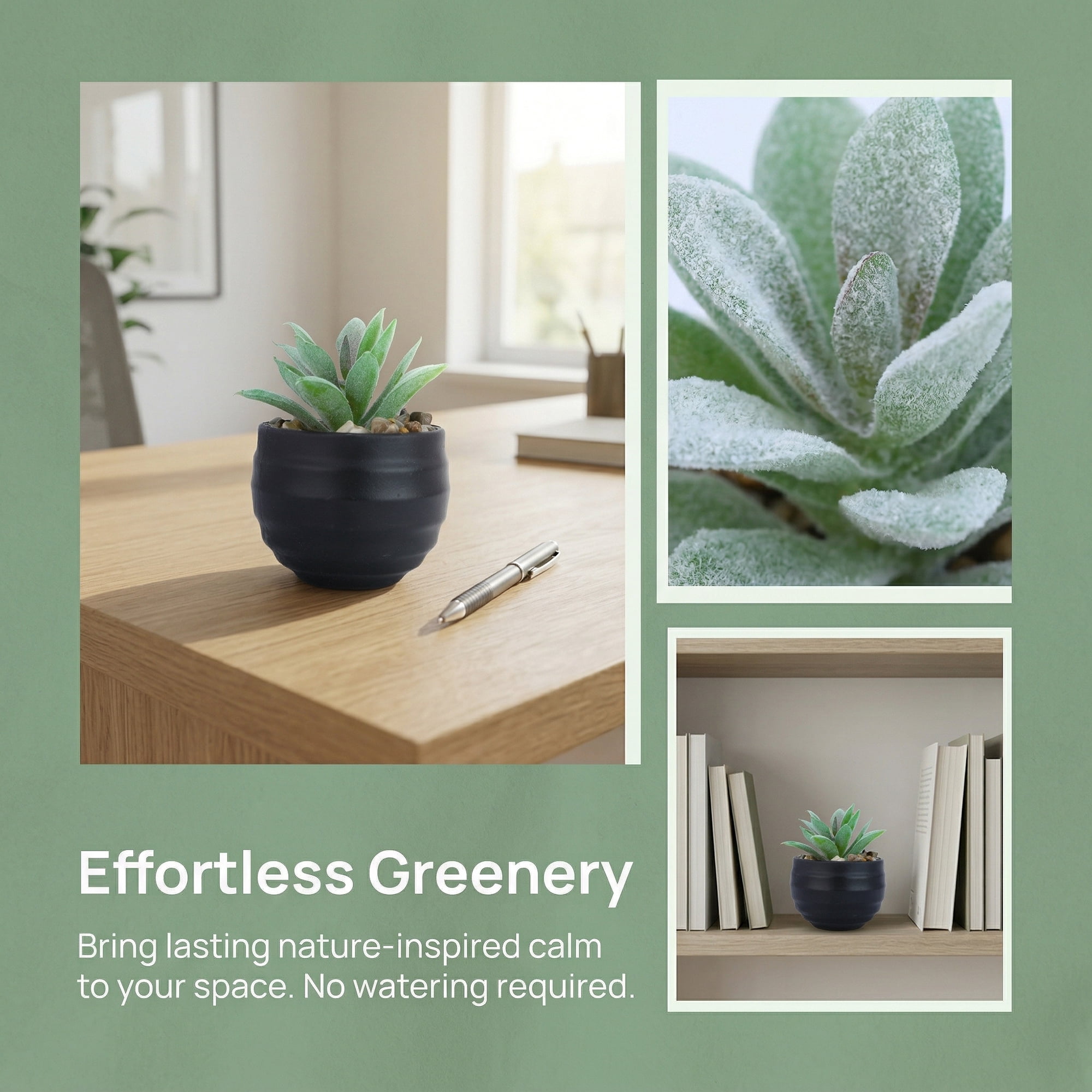 Unique Bargains Gothic Artificial Succulent Faux Greenery Purple Tip Green 3.14in