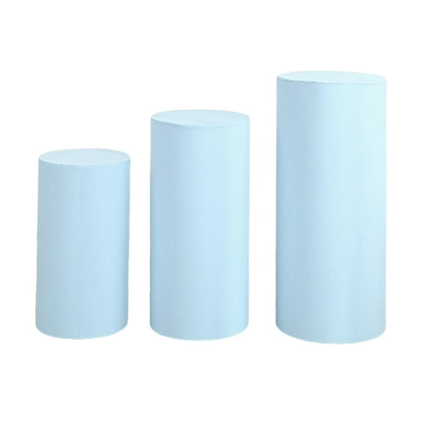 3x cubiertas de pedestal de postre cilíndricas Cubiertas de soporte de pedestal cilíndrico Pedestal cilíndrico azul claro