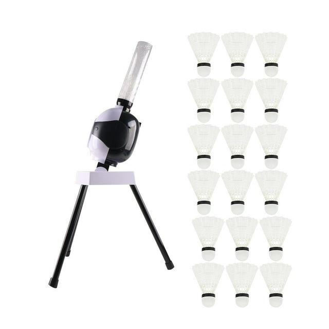 koolsoo Automatic Badminton Serve Machine Badminton Ball Tosser Trainer Device Badminton with 18 Badmintons