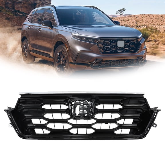 For 2023-2024 Honda CRV CR-V  Front Upper Grille Assembly Gloss Black Honeycomb
