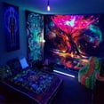 thumbnail image 3 of Fluorescent Tapestry Tree of Life Skull Starry Sky Black Light Background Cloth Dormitory Decorative Hanging Cloth, 3 of 6