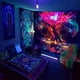 thumbnail image 3 of Tapiz fluorescente con diseño de árbol de la vida, calavera, cielo estrellado, fondo de luz negra, tela decorativa para colgar en el dormitorio, 3 of 5