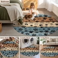 thumbnail image 5 of Round Area Rug 8 Ft, Blue Brown Washable Non-Slip Circle Carpet for Living Room/Bedroom, Rustic Farmhouse Dog Paw Vintage Collection Low-Profile Large Area Rugs for Indoor, 5 of 7