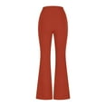 thumbnail image 5 of WIZUTIZ Yoga Leggings for Women Retro Leisure Loose Ribbed Flared Yoga Pants Stretch Elastic High Waist 7/8 Length Trousers Solid Pants for Ladies Cycling Clubs Orange, 5 of 5