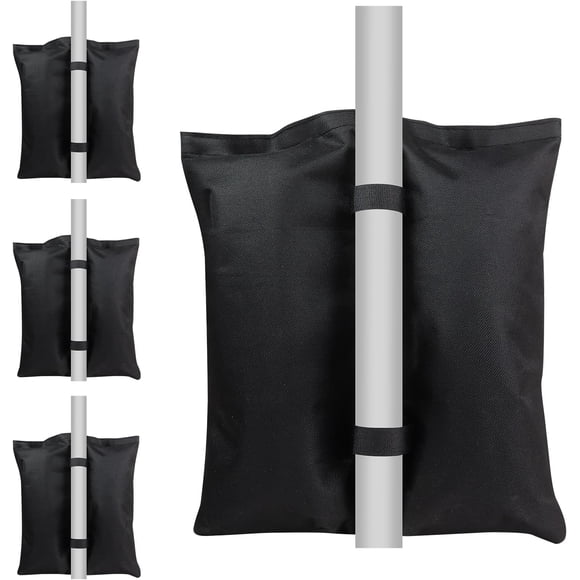 Pack Sand Weight Bags, Heavy Duty Gazebo Sand Weights, Sand Weight Bags for Pop-up Canopy Tent, Patio Umbrella, Beach Umbrella, Trampoline Weighted Foot Bag, Black